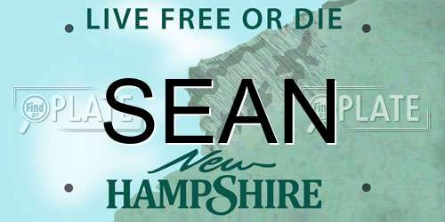SEAN New Hampshire License Plate