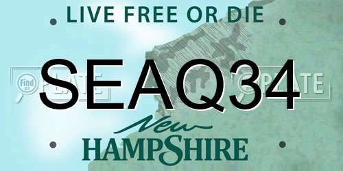 SEAQ34 New Hampshire License Plate