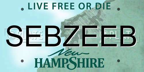 SEBZEEB New Hampshire License Plate