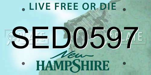 SED0597 New Hampshire License Plate