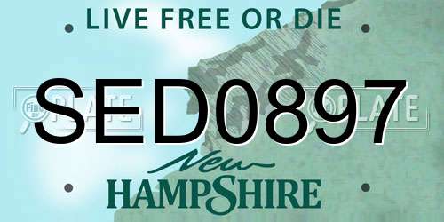 SED0897 New Hampshire License Plate