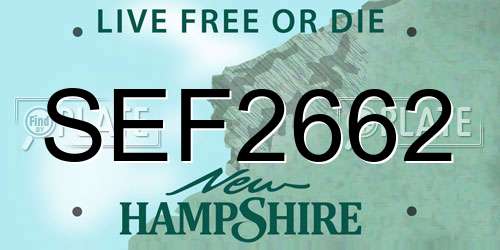 SEF2662 New Hampshire License Plate