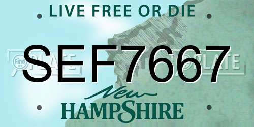 SEF7667 New Hampshire License Plate