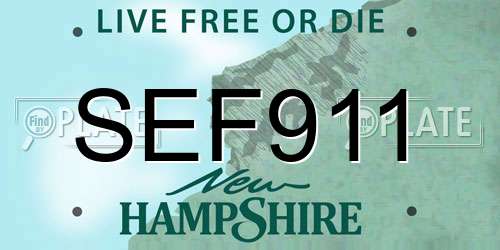 SEF911 New Hampshire License Plate