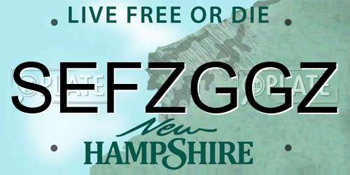 SEFZGGZ New Hampshire License Plate
