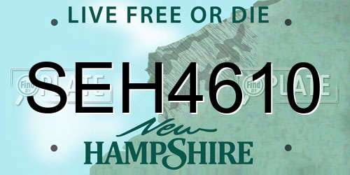 SEH4610 New Hampshire License Plate