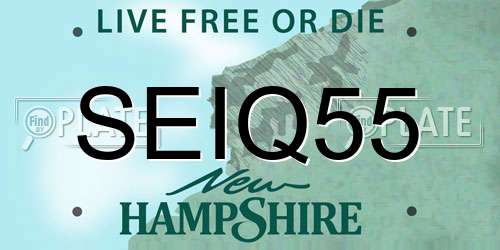 SEIQ55 New Hampshire License Plate