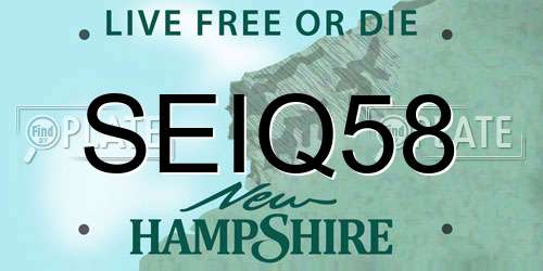 SEIQ58 New Hampshire License Plate