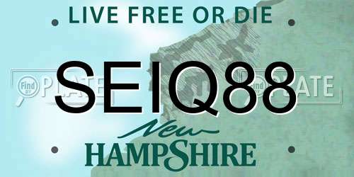 SEIQ88 New Hampshire License Plate