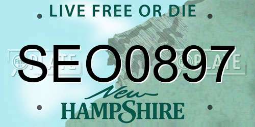 SEO0897 New Hampshire License Plate