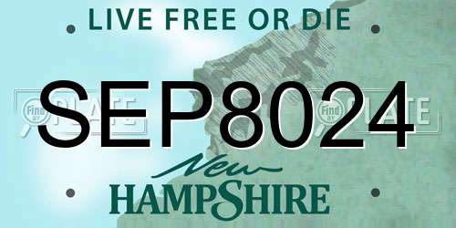 SEP8024 New Hampshire License Plate