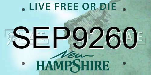 SEP9260 New Hampshire License Plate