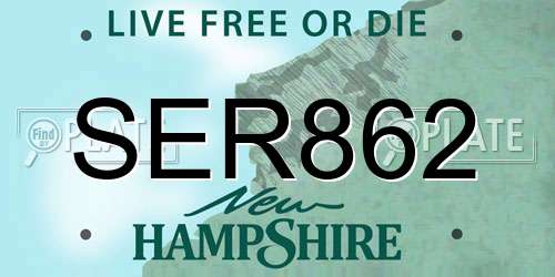 SER862 New Hampshire License Plate