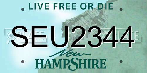 SEU2344 New Hampshire License Plate