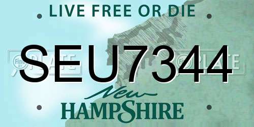 SEU7344 New Hampshire License Plate