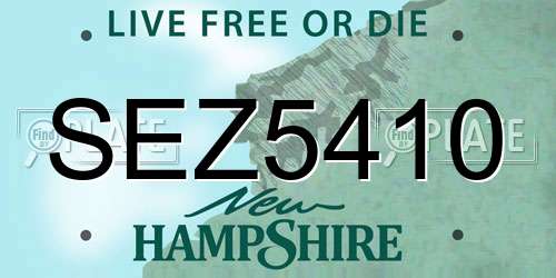 SEZ5410 New Hampshire License Plate