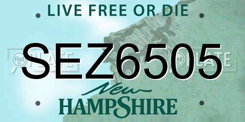 SEZ6505 New Hampshire License Plate