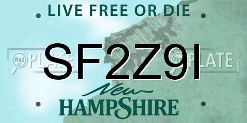 SF2Z9I New Hampshire License Plate