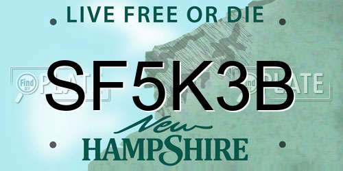 SF5K3B New Hampshire License Plate