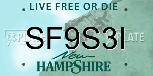 SF9S3I New Hampshire License Plate