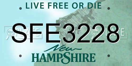 SFE3228 New Hampshire License Plate
