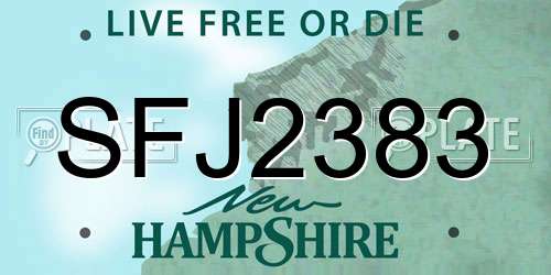 SFJ2383 New Hampshire License Plate