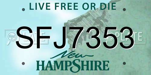 SFJ7353 New Hampshire License Plate