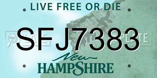 SFJ7383 New Hampshire License Plate