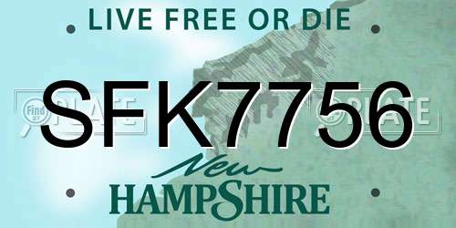 SFK7756 New Hampshire License Plate
