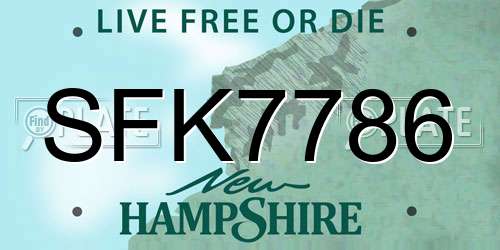 SFK7786 New Hampshire License Plate