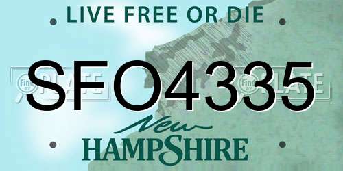 SFO4335 New Hampshire License Plate