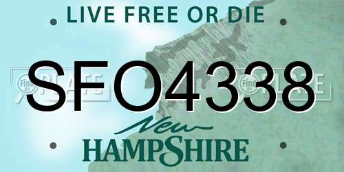 SFO4338 New Hampshire License Plate