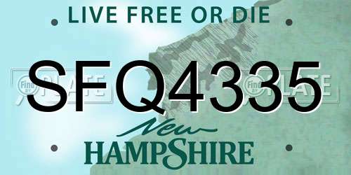 SFQ4335 New Hampshire License Plate