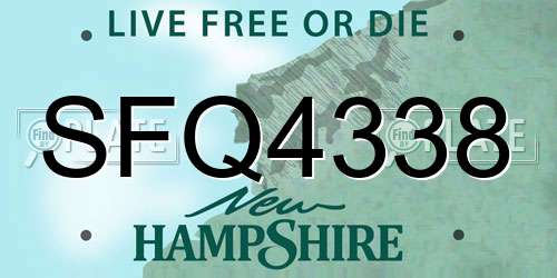 SFQ4338 New Hampshire License Plate