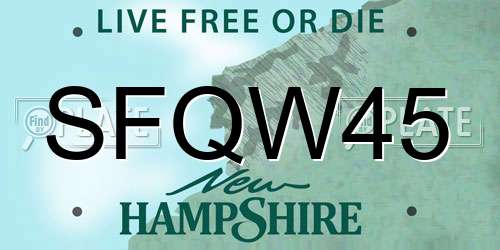 SFQW45 New Hampshire License Plate