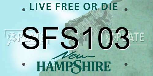 SFS103 New Hampshire License Plate