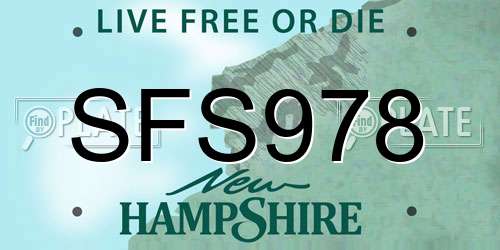 SFS978 New Hampshire License Plate