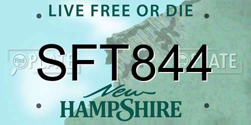 SFT844 New Hampshire License Plate