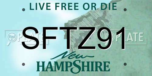 SFTZ91 New Hampshire License Plate