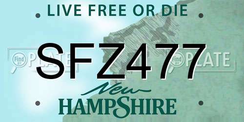 SFZ477 New Hampshire License Plate