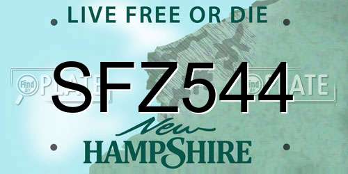 SFZ544 New Hampshire License Plate