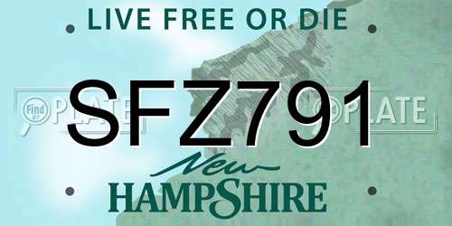 SFZ791 New Hampshire License Plate