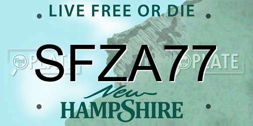 SFZA77 New Hampshire License Plate