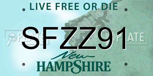 SFZZ91 New Hampshire License Plate