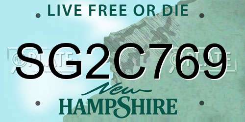 SG2C769 New Hampshire License Plate