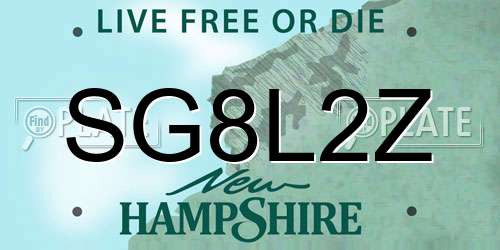 SG8L2Z New Hampshire License Plate