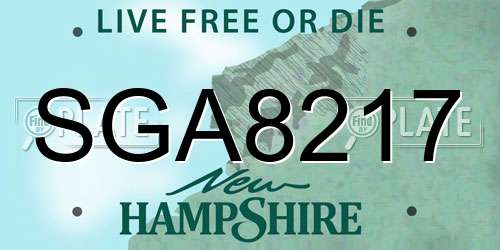 SGA8217 New Hampshire License Plate