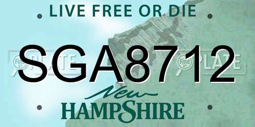 SGA8712 New Hampshire License Plate