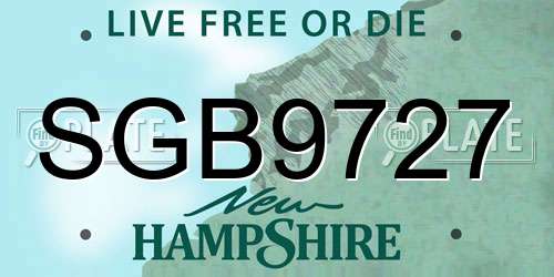 SGB9727 New Hampshire License Plate