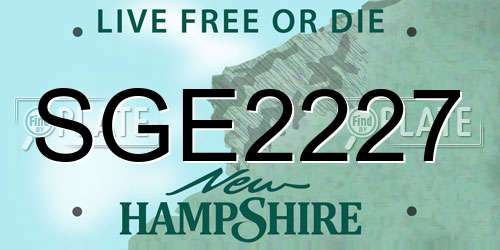 SGE2227 New Hampshire License Plate